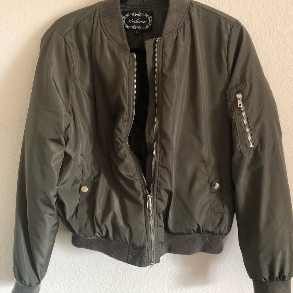 Olive green bomber jacket